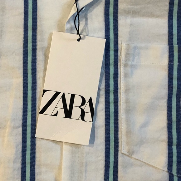 zara men shirt small relaxed fit short sleeve cotton blend new with tags - Picture 2 of 10